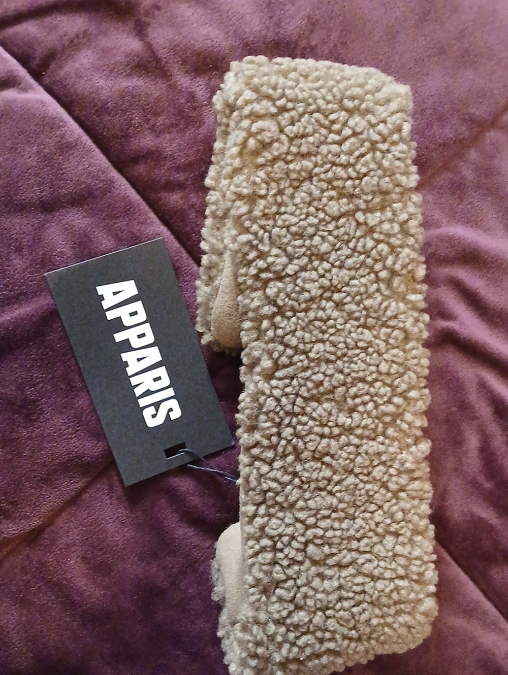 Apparis Plush Shearling Headband in Beige NWT